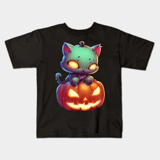 Zombie Cats - Pumpkin Head Kids T-Shirt